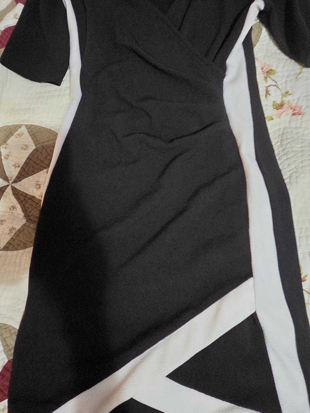 No Boundaries Black and White Colorblock Midi Dress